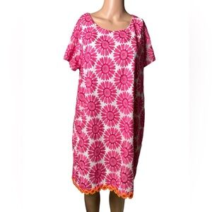 UNCLE FRANK womens casual muumuu pink ethnic floral embroidered dress NWT